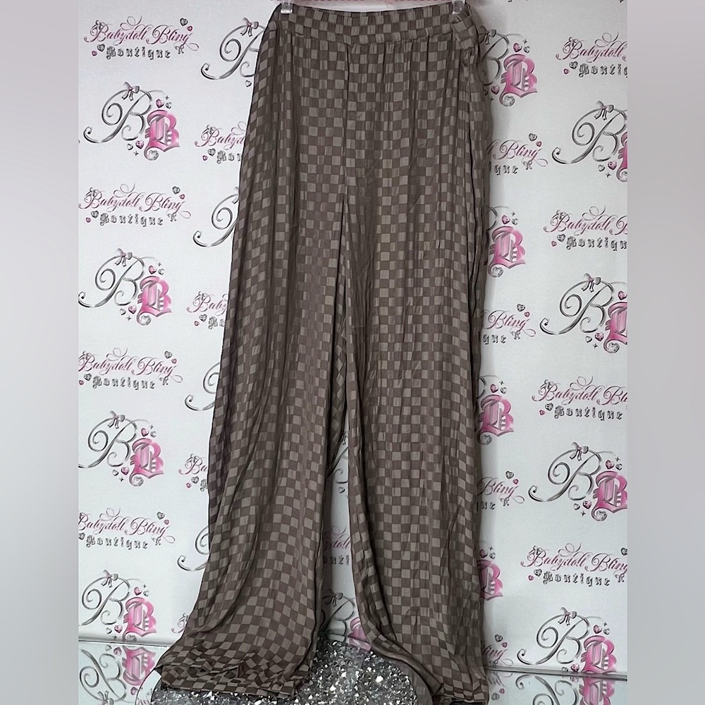 Gap pants wide leg Checkered Brown and Tan pants